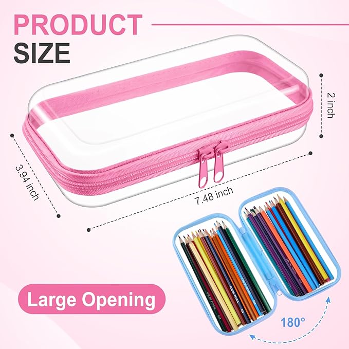 Hoolerry 3 Pcs Clear Hard Zipper Case Hard Plastic Zipper Pouch Makeup Bag Portable Travel Organizer for Cosmetics, Office Supplies, Documents & Toiletries(Multicolor,S)