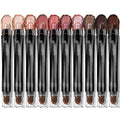 LUXAZA PRO Red Eyeshadow Stick Makeup Set 10PCS, Neutral Shimmer And Matte Cream Eye Shadow Palette, Metallic Bronze Smoky Eyeliner Brightener Crayon Pencil Kit, Ideal Gift for Women -Cashmere Blush