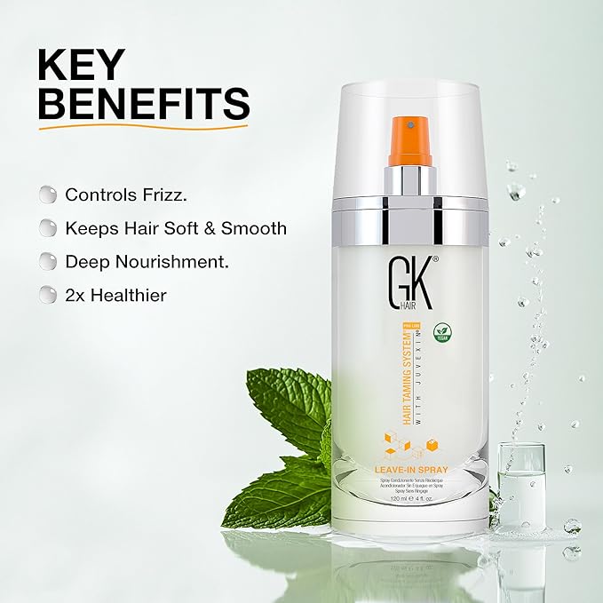 GK HAIR Keratin Leave In Conditioner Spray – Lightweight Detangler Spray For Frizz Control & Heat Protectant for All Hair Types, 120ml