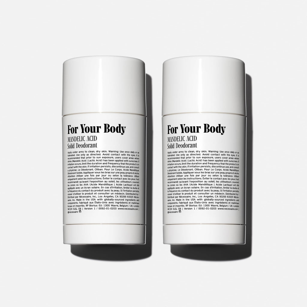 Nécessaire The Deodorant Fragrance-Free | Natural Aluminum Free Deodorant For Women & Men. Extra Strength Treatment with Mandelic Acid. Free of Baking Soda, Ozokerite & Parabens (2x 75 g/2.5 oz)
