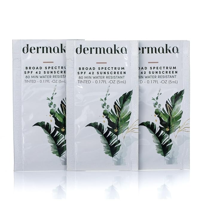 Dermaka Travel Size Mineral Sunscreen SPF 42, 25 Packets, Face & Body