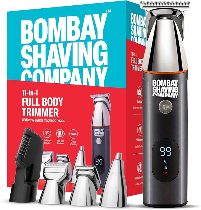 Bombay Shaving Company 11-in-1 All-in-One | Beard Trimmer for Man | Hair Trimmer for Men | Body Hair | IPX6, 90 Min runtime Type C Charging | Gift for Men Husband Father