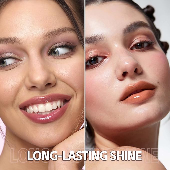 AFGHOUZ 3D Voluming Lip Gloss Long Lasting Moisturizing Lip Gloss for Women Shine and Glowy Finish Lip Makeup 2Pcs