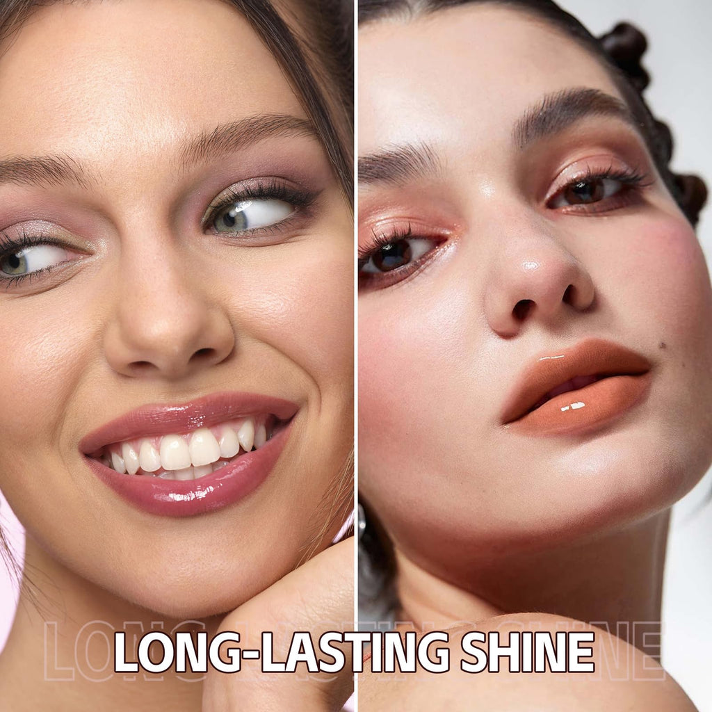 AFGHOUZ 3D Voluming Lip Gloss Long Lasting Moisturizing Lip Gloss for Women Shine and Glowy Finish Lip Makeup 2Pcs