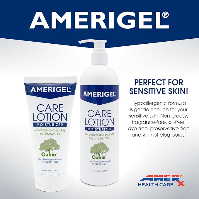 AMERIGEL Care Lotion | Hypoallergenic Moisturizer Rehydrates & Soothes Dry Irritated Skin | Supports Diabetic Skin Care, Minimizes Appearance of Hemosiderin Staining & Venous Stasis Dermatitis (16 oz)