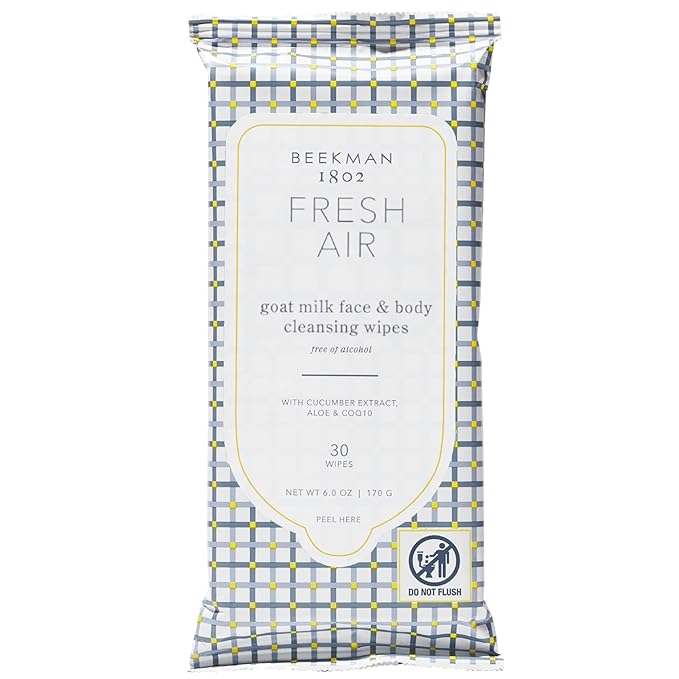 Beekman 1802 Goat Milk Face Wipes, Fresh Air, 30 Count