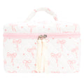Quilted Makeup Bag for Women, Travel Cosmetic&Toiletry Bag,Bow Pink