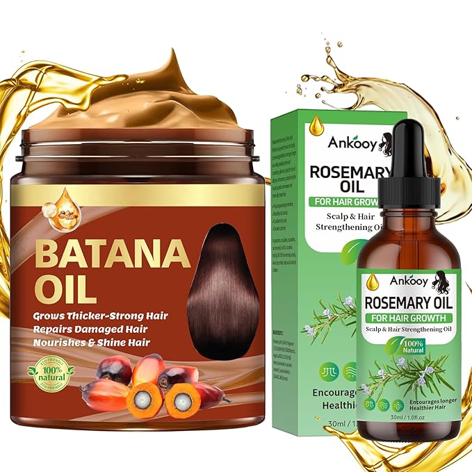 Batana Oil for Hair Growth & Rosemary Oil for Hair Growth,Raw Batana Hair Mask Rosemary Hair Growth Serum,Hair Oil for Dry Damaged Hair,Promotes Hair Thickness for Men Women