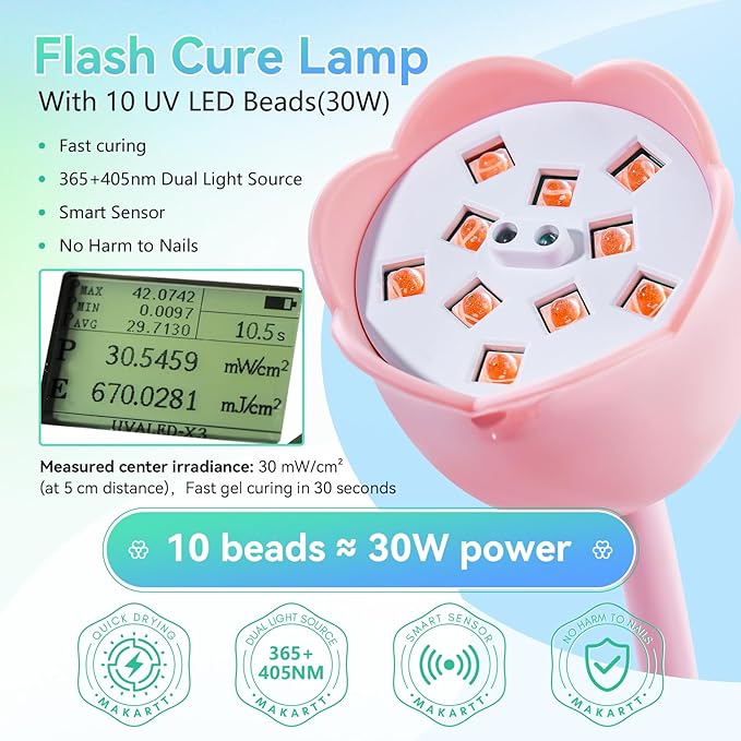 Makartt Gooseneck UV Nail Lamp Flash Cure UV Light for Gel Nails Polish