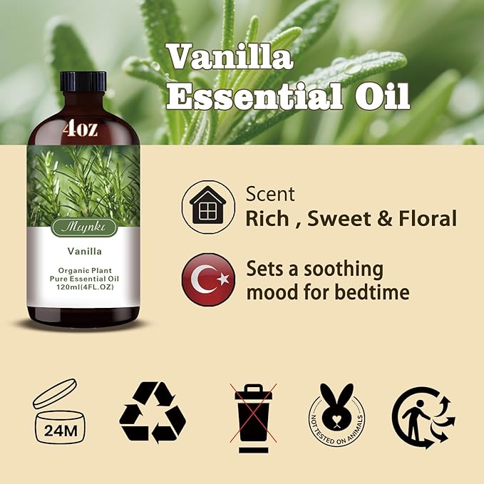 MLYNKL Vanilla Essential Oil,Vanilla Oil for DIY Candles Home,4 fl oz