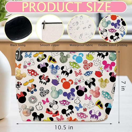 2Pcs Cute Cartoon Mouse Print Makeup Bag Magic Cartoon Cosmetic Bag
