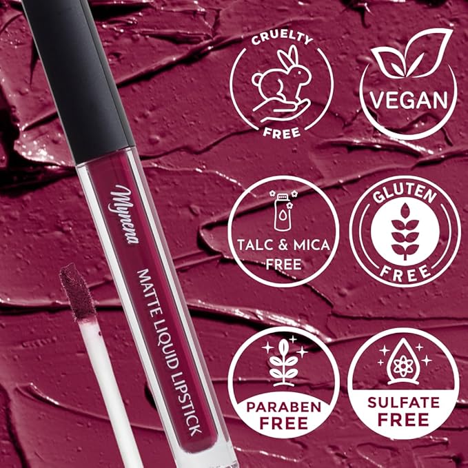 Mynena Hydrating Berry Red Matte Liquid Lipstick Long Lasting - Lisy