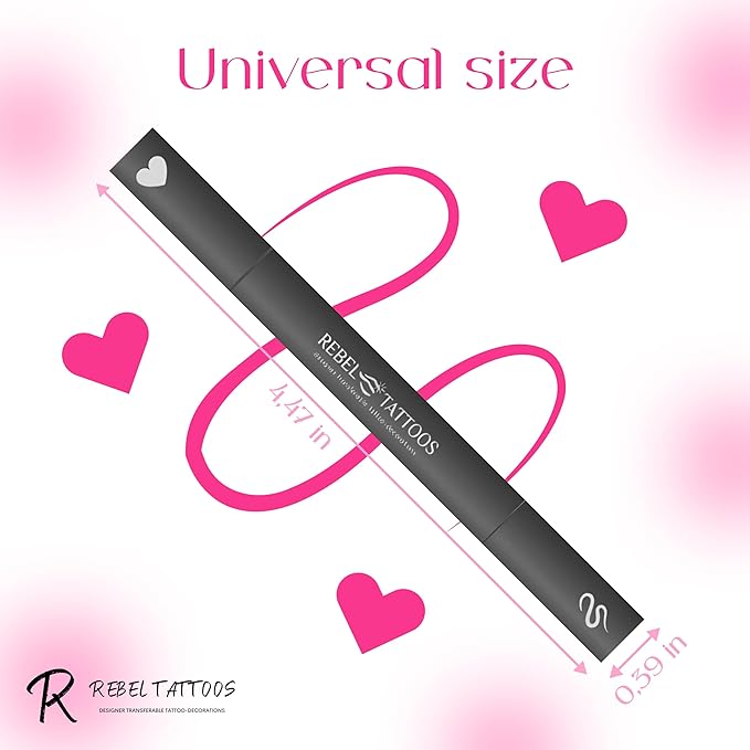 Rebel Tattoos 2-in-1 Eyeliner Stamp, Pigmented Intense Black Formula, Smudge-Budge Proof, Sweatproof, 24 Hour Stay Eyeliner Stamp Star Butterfly or Heart (Pink Heart)