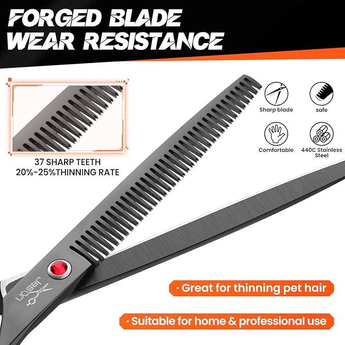 JASON Dog Grooming Thinning Scissors - 7" Professional 37 Teeth Pets Shears