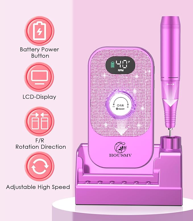 Portable Nail Drill Electric File: Professional E File Machine 40000RPM