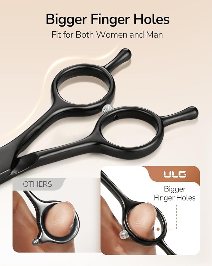 Hair Cutting Scissors, ULG Professional Hair Scissors 6.5” Black