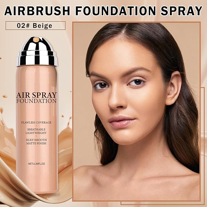 QIUFSSE Air Brush Makeup Foundation for Mature Skin (02 Beige)