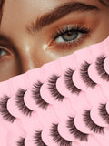 Lashes False Eyelashes 13MM Wispy Lashes Pack Fluffy Lash Strips False EyeLashes with Thin Band C Curl Natural Lashes Fake Eyelash 7 Pair Siligli