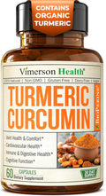 Turmeric Curcumin Supplement – 1200mg Organic Turmeric Curcumin with Black Pepper Extract for Max Absorption – Digestive & Joint Supplements for Men & Women w. Tumeric Extract & Bioperine – 60 Caps