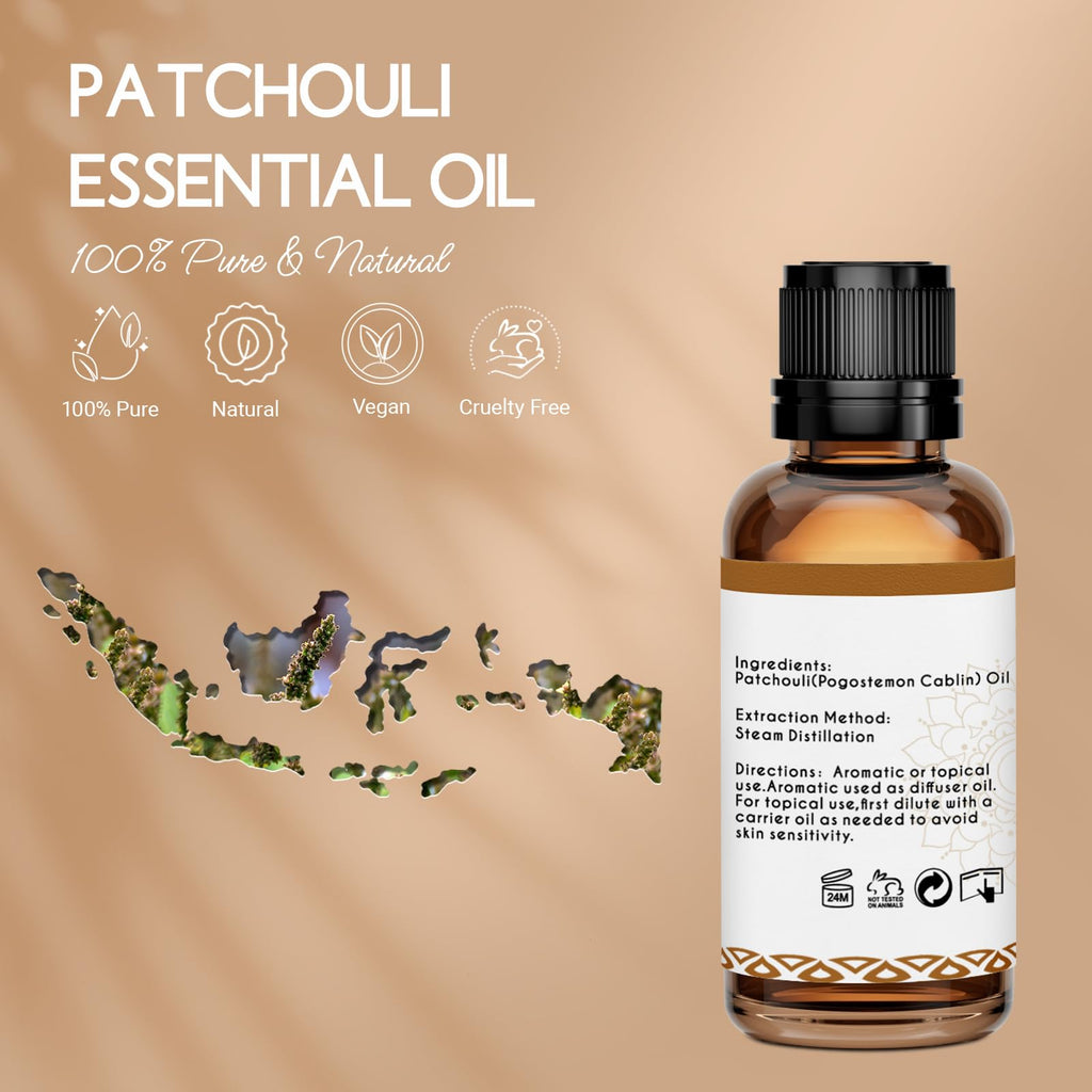 LOTUSJOY Patchouli Essential Oil for Skin Hair Diffuser, 1 Oz
