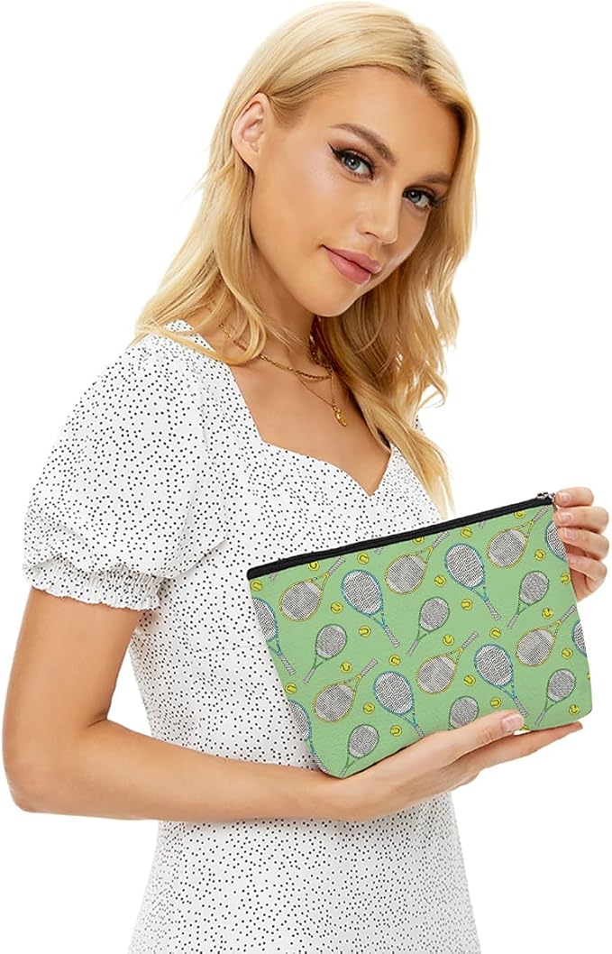 6 PCs Inspirational Tennis Makeup Bag Accessories Cosmetic Bag