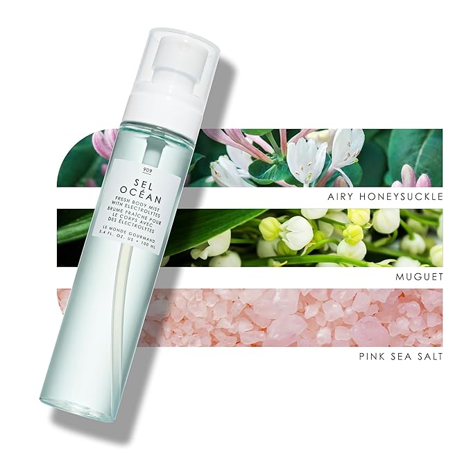 Le Monde Gourmand Sel Océan Fresh Mist for Women, Hydrating Body Spray with Electrolytes, Honeysuckle Muguet Sea Salt Scent, Vegan & Cruelty Free, 3.4 fl oz (100 ml)