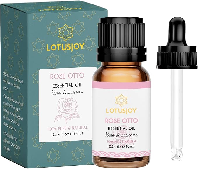 LOTUSJOY Rose Otto Essential Oil, for Skin, Massage, Diffuser, 0.34 Oz
