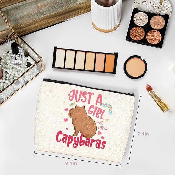 Wenboco Capybara Gifts Makeup Bag, Inspirational Christmas Birthday Gifts for Women Best Friend Daughter Animal Lover Bestie Gift Cosmetic Bag Capybara Lover Gift