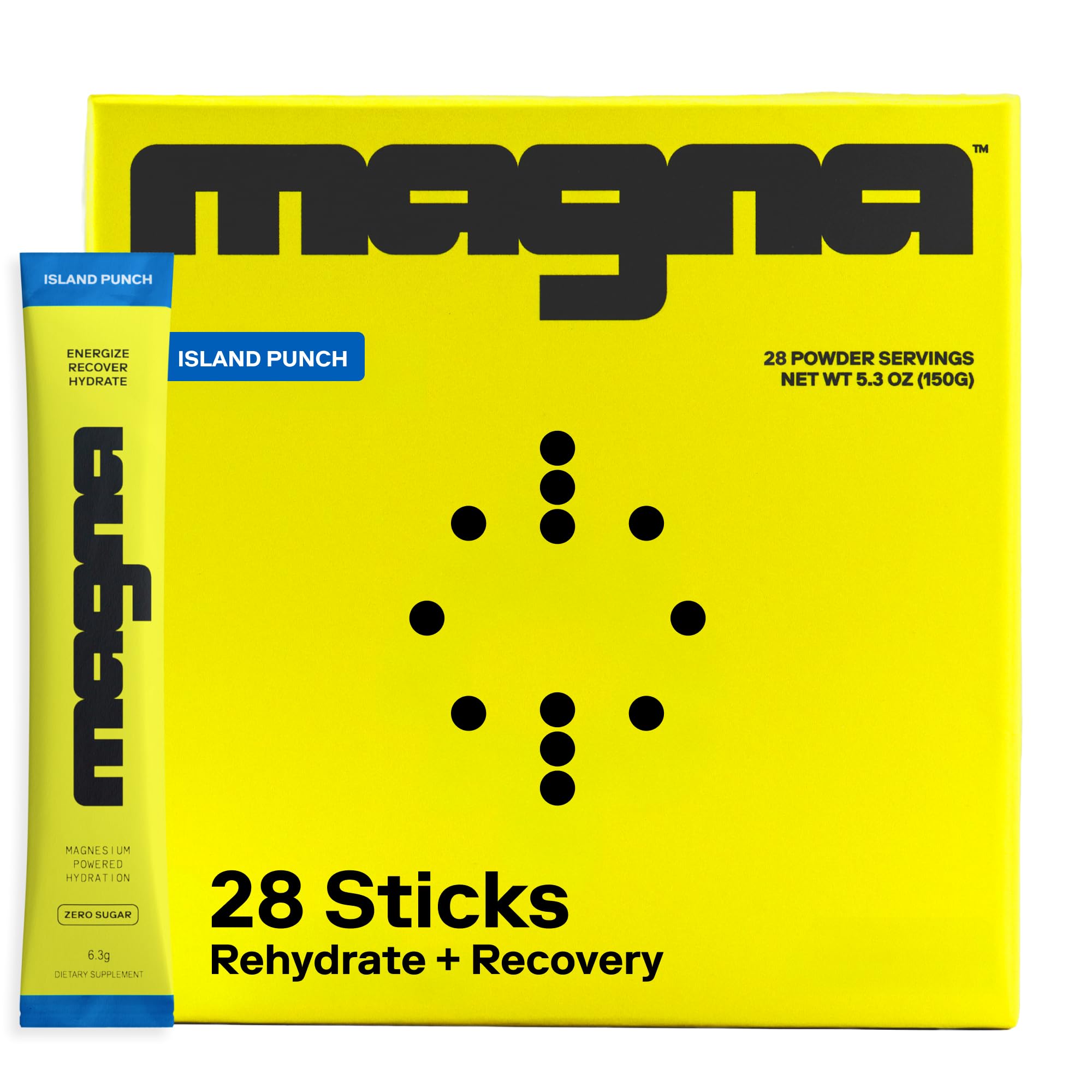 MAGNA Electrolytes Powder Drink Mix for Hydration, Energy & Focus Support (28 Servings, Island Punch)