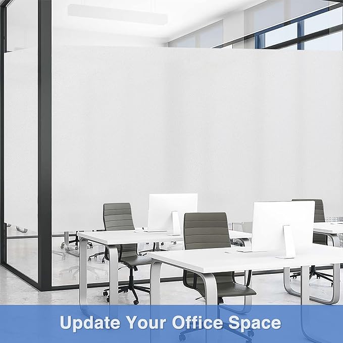 Volcanics Frosted Glass Window Privacy Film with Installation Tools, Removable Static Cling Bathroom Window Film, Heat Control UV Blocking, Peep-Proof, Ideal for Home Office 35.4 x 78.7 Inches