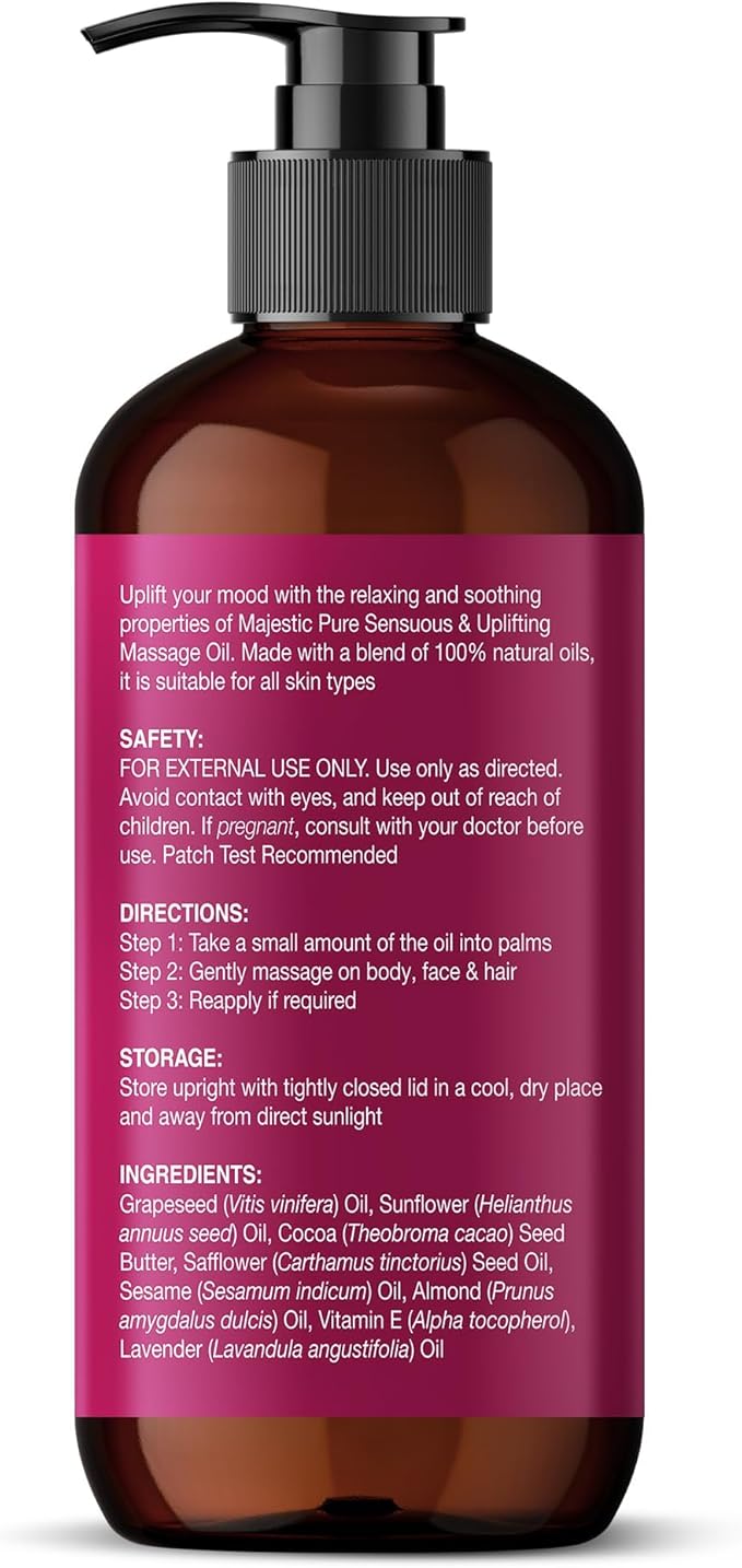 Majestic Pure Cocoa Mint Massage Oil, Cooling Scented Blend, 8 Fl Oz