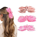 Hadutrek Bow Claw Clips Bow Hair Clips Pink 3PCS Big Hair Bows for Women Butterfly Styling Large Hair Clips for Thick Hair for Girls Hair Accessories for Women