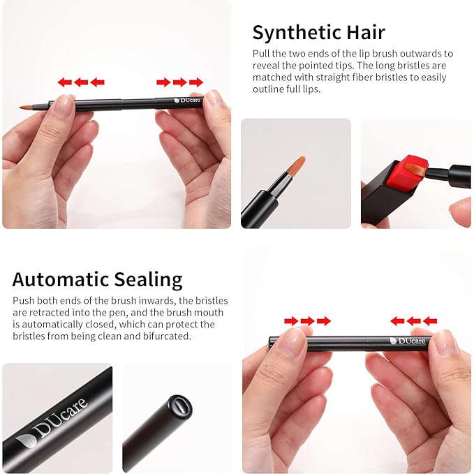 DUcare Lip Brush Retractable Professional Lipstick Brush Portable