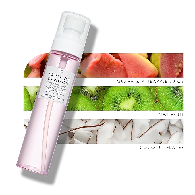Le Monde Gourmand Fruit du Dragon Fresh Mist for Women, Hydrating Body Spray with Electrolytes, Dragonfruit Pineapple Guava Scent, Vegan & Cruelty Free, 3.4 fl oz (100 ml)