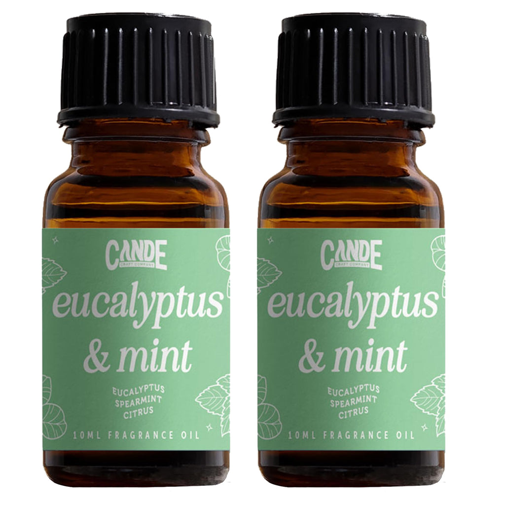 CANDECraftCo Premium Fragrance Oil – Diffuser Oils Fragrances Scented for Home, Candle Soap Making Supplies, Aromatherapy Blends for House (0.34 Fl Oz) (2-Pack, Eucalpytus & Mint)