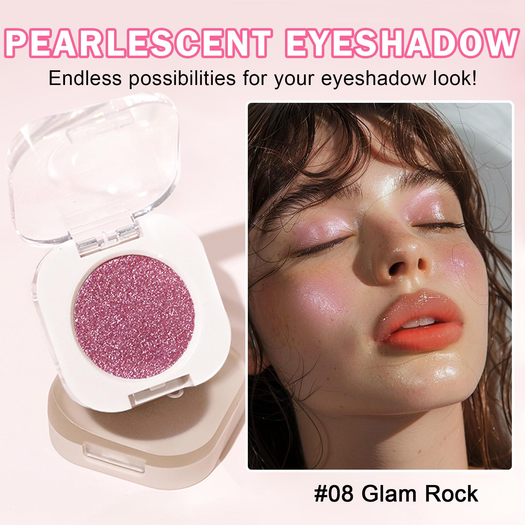 QIUFSSE Glitter Eyeshadow,Bright Purple Single Eyeshadow (08 Glam Rock