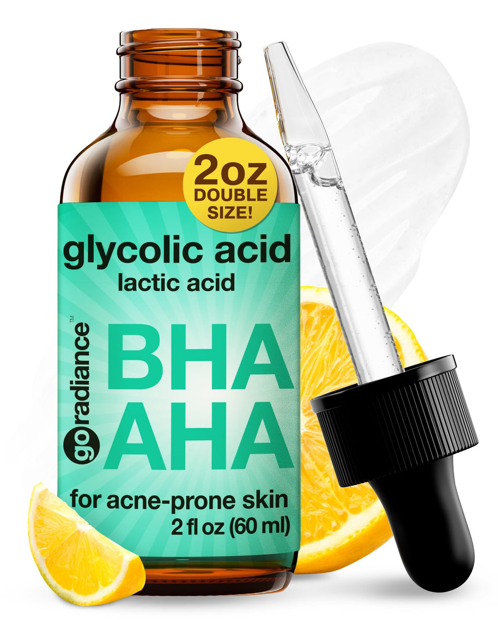 Go Radiance - Glycolic Acid Exfoliant - AHA BHA Serum - 2 Fl Oz