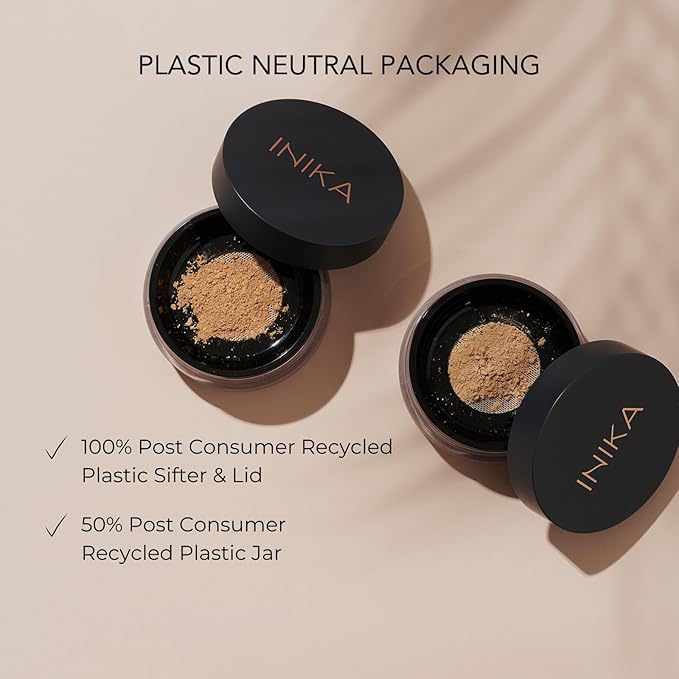 INIKA Organic Mineral Powder Foundation with SPF 25 - Vegan Makeup, Natural Looking, Buildable Coverage, Flawless Radiance & Glow, Blemish Coverage, Cruelty Free, Sustainable Packaging, Unity, 8g