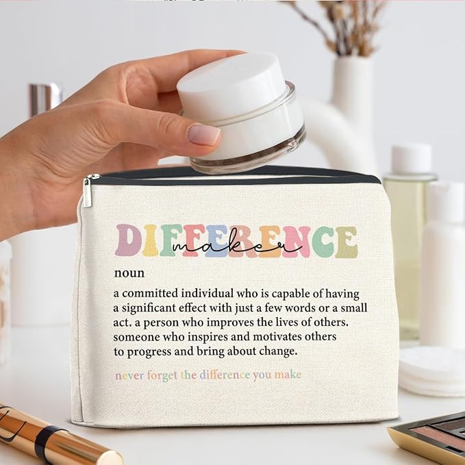 UPNEGE Difference Maker Makeup Bag Thank You Gifts for Mentor Leader Coach Boss Manager Leaving Retirement New Job Going Away, Difference Maker Gifts Cosmetic Bag Zipper Makeup Pouch