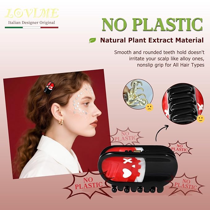 Halloween Mini Capsule Hair Clips for Women Italian Gothic Style Nurse Gift