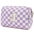 Narwey Birthday Gifts for Women Teen Girls Kids Personalized Initial Makeup Bag Monogram Preppy Cosmetic Bag Trendy Stuff 6 8 10 11 12 13 14 16 18 Years Old Travel Toiletry Bag (Purple J-1)