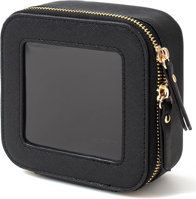 KOTORA Small Makeup Bag for Purse Travel Makeup Bag Clear Cosmetic Bag for Beach, Car Make Up Bag Organizer Storage Traveling Car Accessories Travel Beach Essentials for Women (Mini Black)