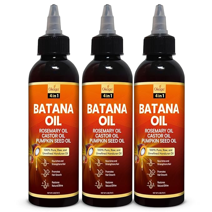 Batana Oil for Hair Growth, 100% Pure Honduran with Rosemary, 5 oz, 3 Pack