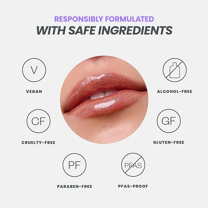 Wonderskin Lip Gloss – Wonder Blading Top Gloss, Hydrating High Shine Lip Makeup (Red Glitter)