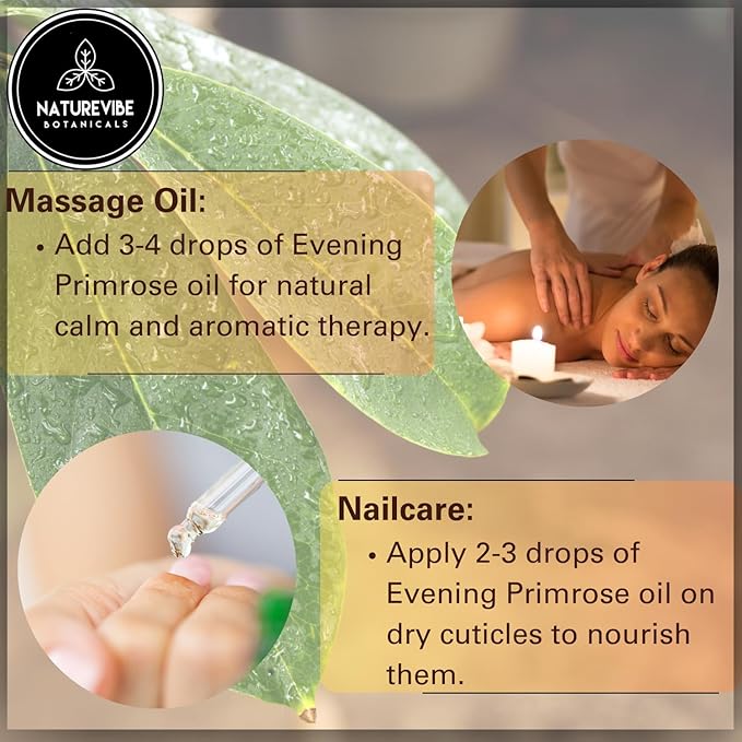 Naturevibe Botanicals Evening Primrose Oil 32 Ounces | 100% Pure and Natural | Great for Skin Care and Hair Care