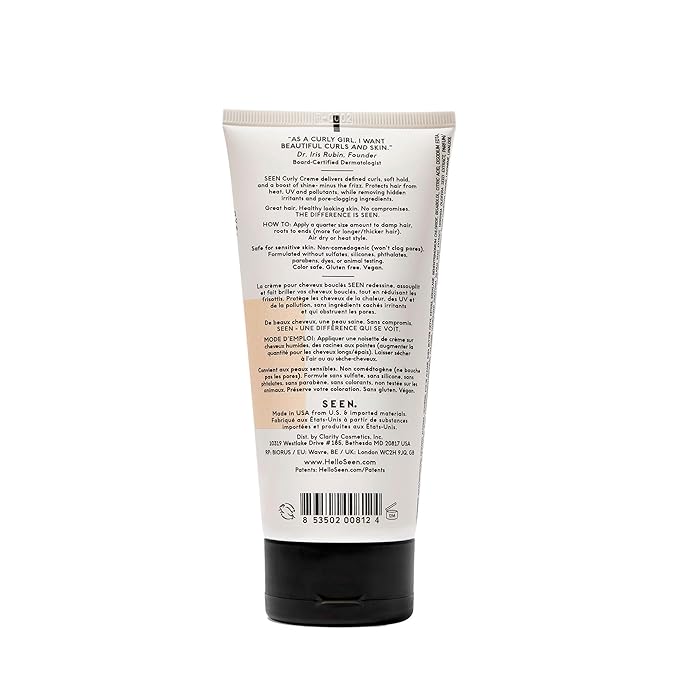SEEN Curly Creme, Scented - Non-Comedogenic Curl Defining Styling Hair Cream - Dermatologist-Developed - Anti-Frizz- Heat Protectant - Safe for Sensitive Skin