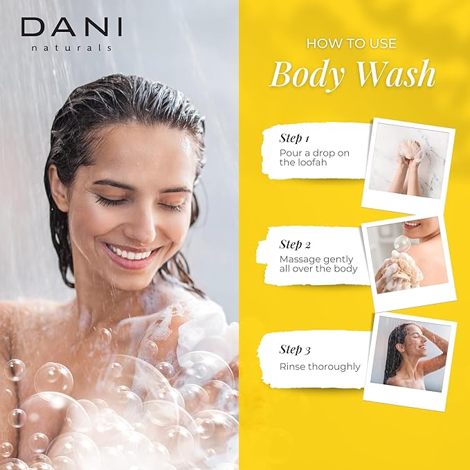 DANI Naturals Sandalwood Vanilla Body Wash, Sulfate-Free and Vegan,12 fl oz