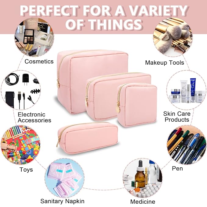 UIXIZQ Small Makeup Bag Pouch for PurseNylon Travel Toiletry Storage Bag Cute Preppy Cosmetic Bag for Women Girls,Waterproof Makeup Organizer Bag Pouch Skincare Bag Purse with Zipper (Small-Flamingo)
