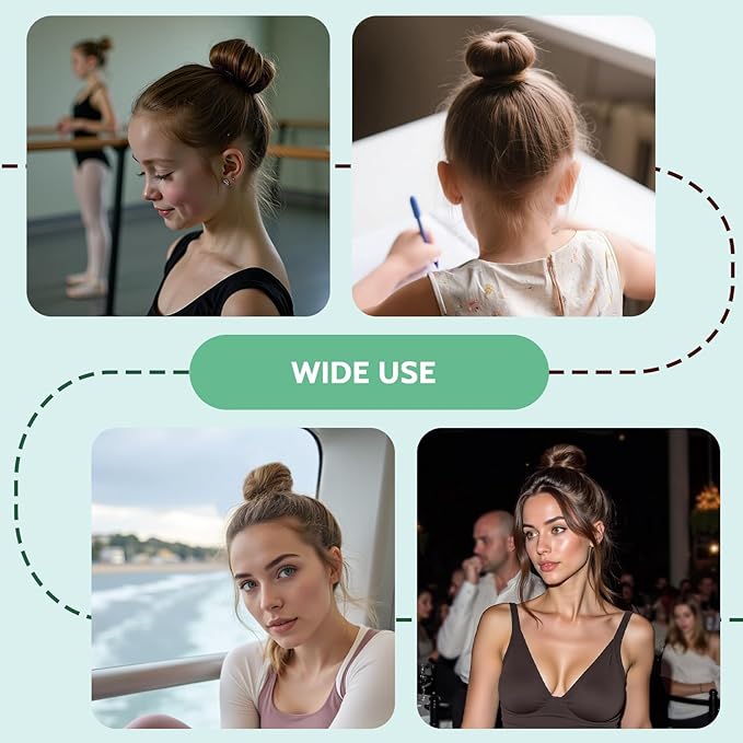 TsMADDTs Hair Bun Set, Tan Brown Hair Donut Bun Maker with U Pins for Dance