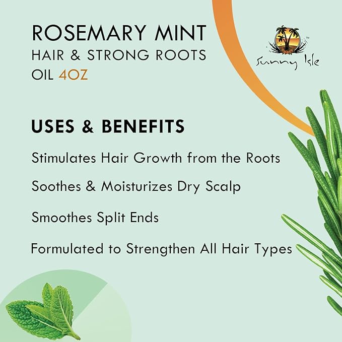 Sunny Isle Rosemary Mint Hair & Strong Roots Oil 4oz